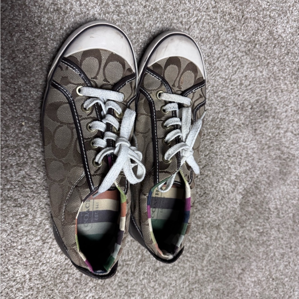 Coach Brown and White Sneakers Low-Top Design